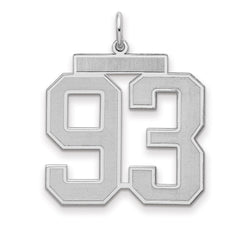 Sterling Silver/Rhodium-plated Satin Number 93 Charm - 4
