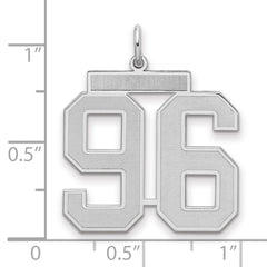 Sterling Silver/Rhodium-plated Satin Number 96 Charm - 4