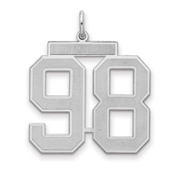 Sterling Silver/Rhodium-plated Satin Number 98 Charm - 4