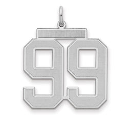 Sterling Silver/Rhodium-plated Satin Number 99 Charm - 4