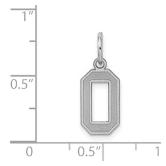 Sterling Silver/Rhodium-plated Satin Number 0 Charm - 4