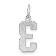 Sterling Silver/Rhodium-plated Satin Number 3 Charm - 4