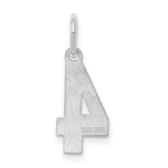 Sterling Silver/Rhodium-plated Satin Number 4 Charm - 3