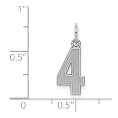 Sterling Silver/Rhodium-plated Satin Number 4 Charm - 3