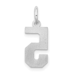 Sterling Silver/Rhodium-plated Satin Number 5 Charm - 3