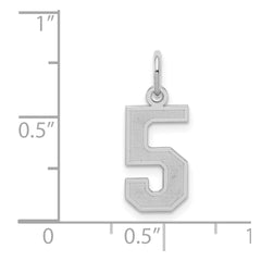 Sterling Silver/Rhodium-plated Satin Number 5 Charm - 3