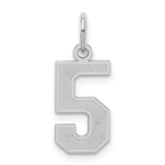 Sterling Silver/Rhodium-plated Satin Number 5 Charm - 3
