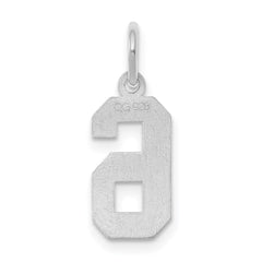 Sterling Silver/Rhodium-plated Satin Number 6 Charm - 3
