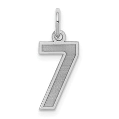 Sterling Silver/Rhodium-plated Satin Number 7 Charm - 4
