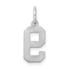Sterling Silver/Rhodium-plated Satin Number 9 Charm - 4