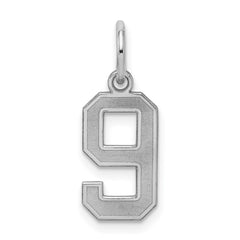 Sterling Silver/Rhodium-plated Satin Number 9 Charm - 4