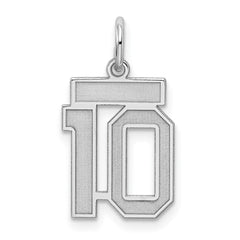 Sterling Silver/Rhodium-plated Satin Number 10 Charm - 4