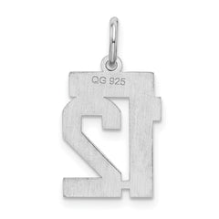 Sterling Silver/Rhodium-plated Satin Number 12 Charm - 4