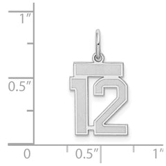 Sterling Silver/Rhodium-plated Satin Number 12 Charm - 4