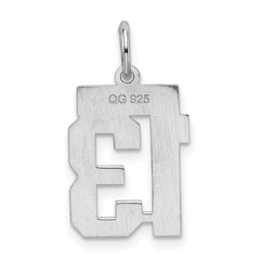 Sterling Silver/Rhodium-plated Satin Number 13 Charm - 4