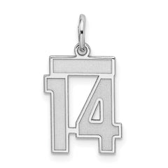 Sterling Silver/Rhodium-plated Satin Number 14 Charm - 4