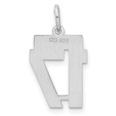 Sterling Silver/Rhodium-plated Satin Number 17 Charm - 4