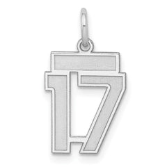 Sterling Silver/Rhodium-plated Satin Number 17 Charm - 4