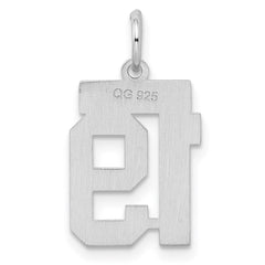 Sterling Silver/Rhodium-plated Satin Number 19 Charm - 4