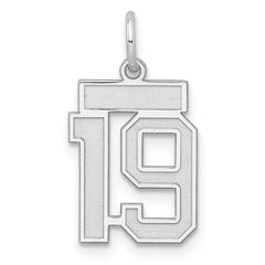 Sterling Silver/Rhodium-plated Satin Number 19 Charm - 4