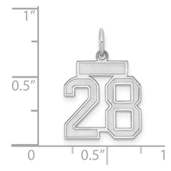 Sterling Silver/Rhodium-plated Satin Number 28 Charm - 4