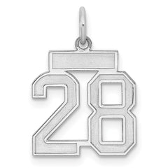 Sterling Silver/Rhodium-plated Satin Number 28 Charm - 4