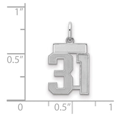 Sterling Silver/Rhodium-plated Satin Number 31 Charm - 4