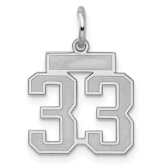 Sterling Silver/Rhodium-plated Satin Number 33 Charm - 4