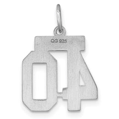 Sterling Silver/Rhodium-plated Satin Number 40 Charm - 4