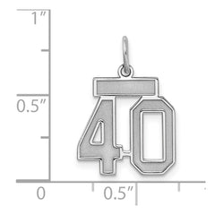 Sterling Silver/Rhodium-plated Satin Number 40 Charm - 4