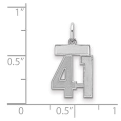 Sterling Silver/Rhodium-plated Satin Number 41 Charm - 4