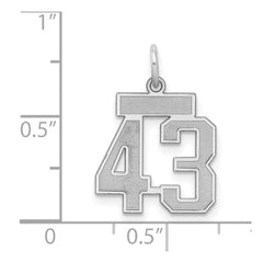 Sterling Silver/Rhodium-plated Satin Number 43 Charm - 4