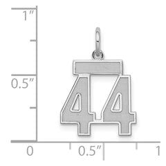 Sterling Silver/Rhodium-plated Satin Number 44 Charm - 4