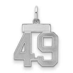 Sterling Silver/Rhodium-plated Satin Number 49 Charm - 4