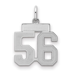 Sterling Silver/Rhodium-plated Satin Number 56 Charm - 3