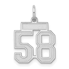 Sterling Silver/Rhodium-plated Satin Number 58 Charm - 3