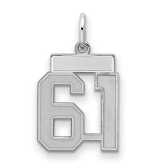 Sterling Silver/Rhodium-plated Satin Number 61 Charm - 4