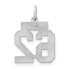 Sterling Silver/Rhodium-plated Satin Number 62 Charm - 4