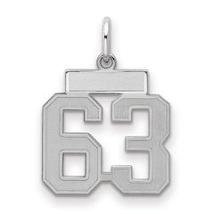 Sterling Silver/Rhodium-plated Satin Number 63 Charm - 3