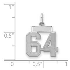 Sterling Silver/Rhodium-plated Satin Number 64 Charm - 2
