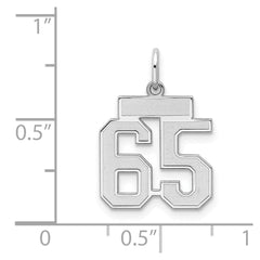Sterling Silver/Rhodium-plated Satin Number 65 Charm - 4