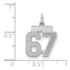 Sterling Silver/Rhodium-plated Satin Number 67 Charm