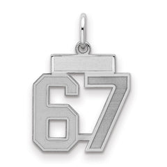 Sterling Silver/Rhodium-plated Satin Number 67 Charm