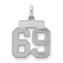 Sterling Silver/Rhodium-plated Satin Number 69 Charm - 2