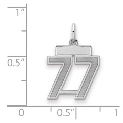 Sterling Silver/Rhodium-plated Satin Number 77 Charm