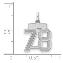 Sterling Silver/Rhodium-plated Satin Number 78 Charm