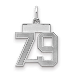 Sterling Silver/Rhodium-plated Satin Number 79 Charm - 3