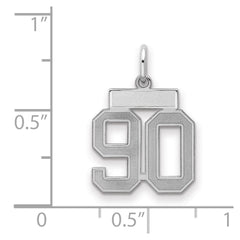 Sterling Silver/Rhodium-plated Satin Number 90 Charm - 4