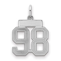 Sterling Silver/Rhodium-plated Satin Number 98 Charm - 3
