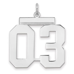 Sterling Silver/Rhodium-plated Polished Number 03 Charm